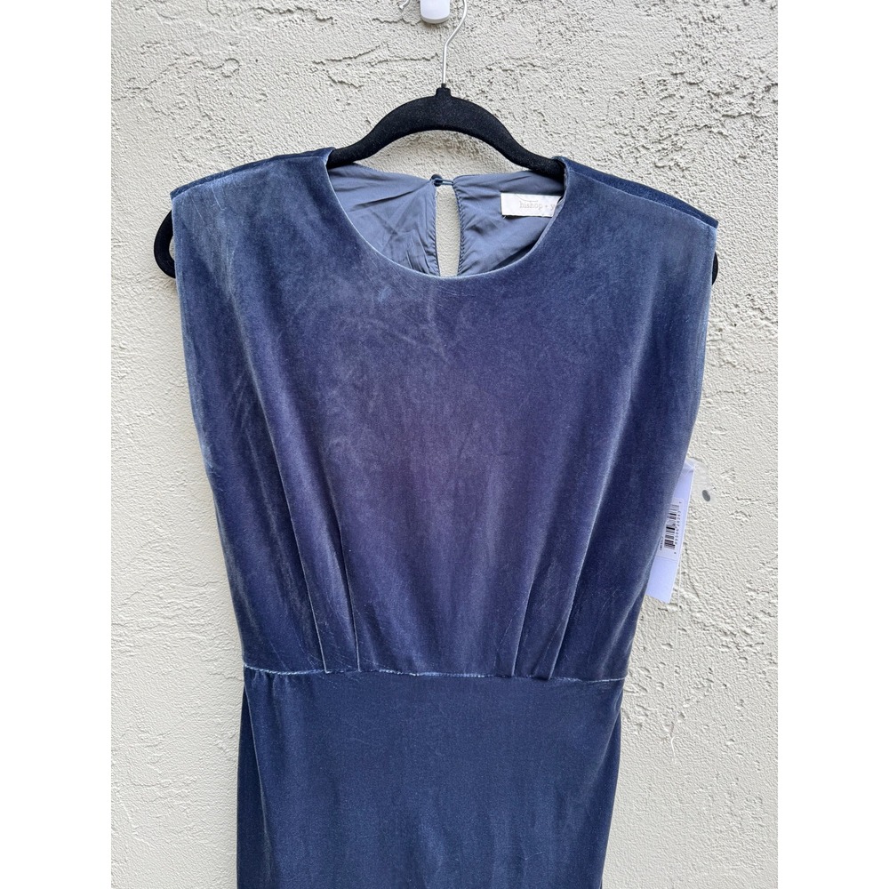 Bishop Young NEW Hayden Blue Velvet Sleeveless Structured Dress SMALL Party - Picture 3 of 8